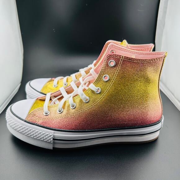 Converse Chuck Taylor All Star EVA Lift Platform High PS Citrus Glitz Pink Gold - Picture 6 of 7